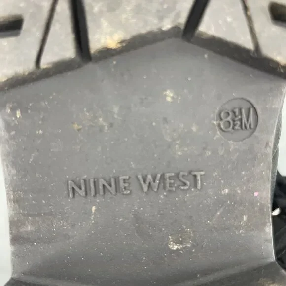 Nine West Vegan Boots Womens 8.5 Faux Fur Block Heel Black Lace Up - Picture 6 of 8